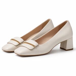 Napoleoni Italy Ivory Leather Heels – EU 39 / US 9 ✨